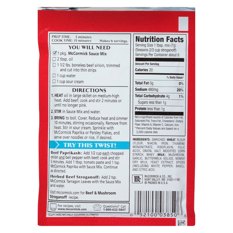McCormick Beef Stroganoff Sauce Mix - 1.5oz