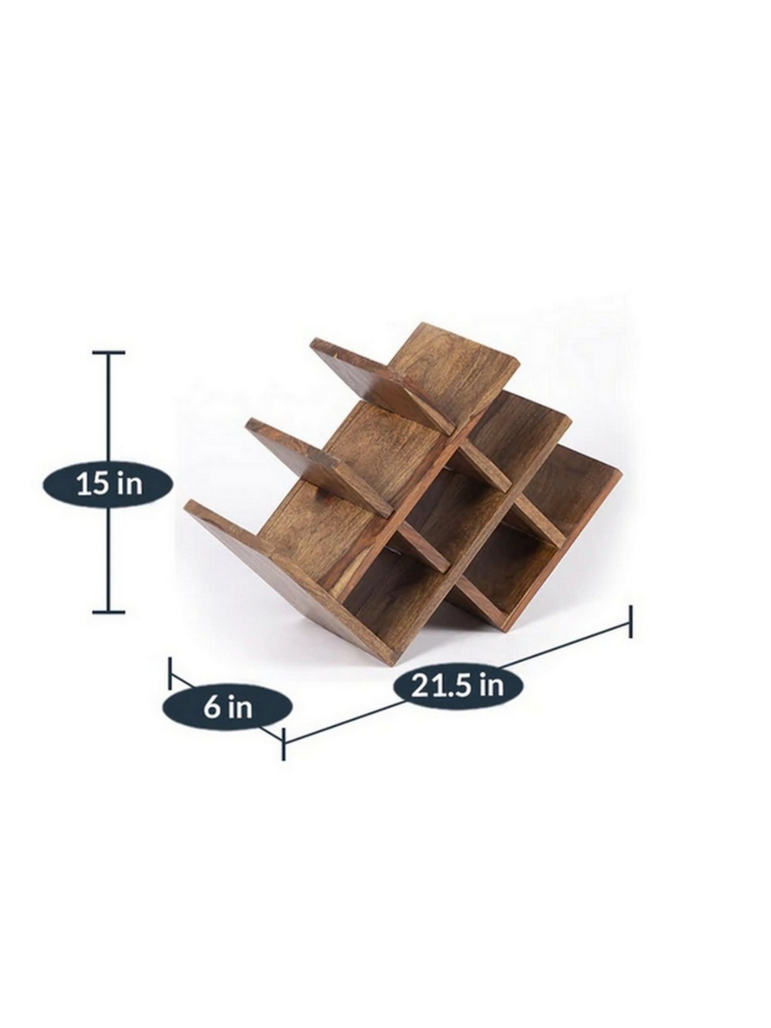 Ikiriya Kassel Solid Brown Wood Wine Rack Teak Finish