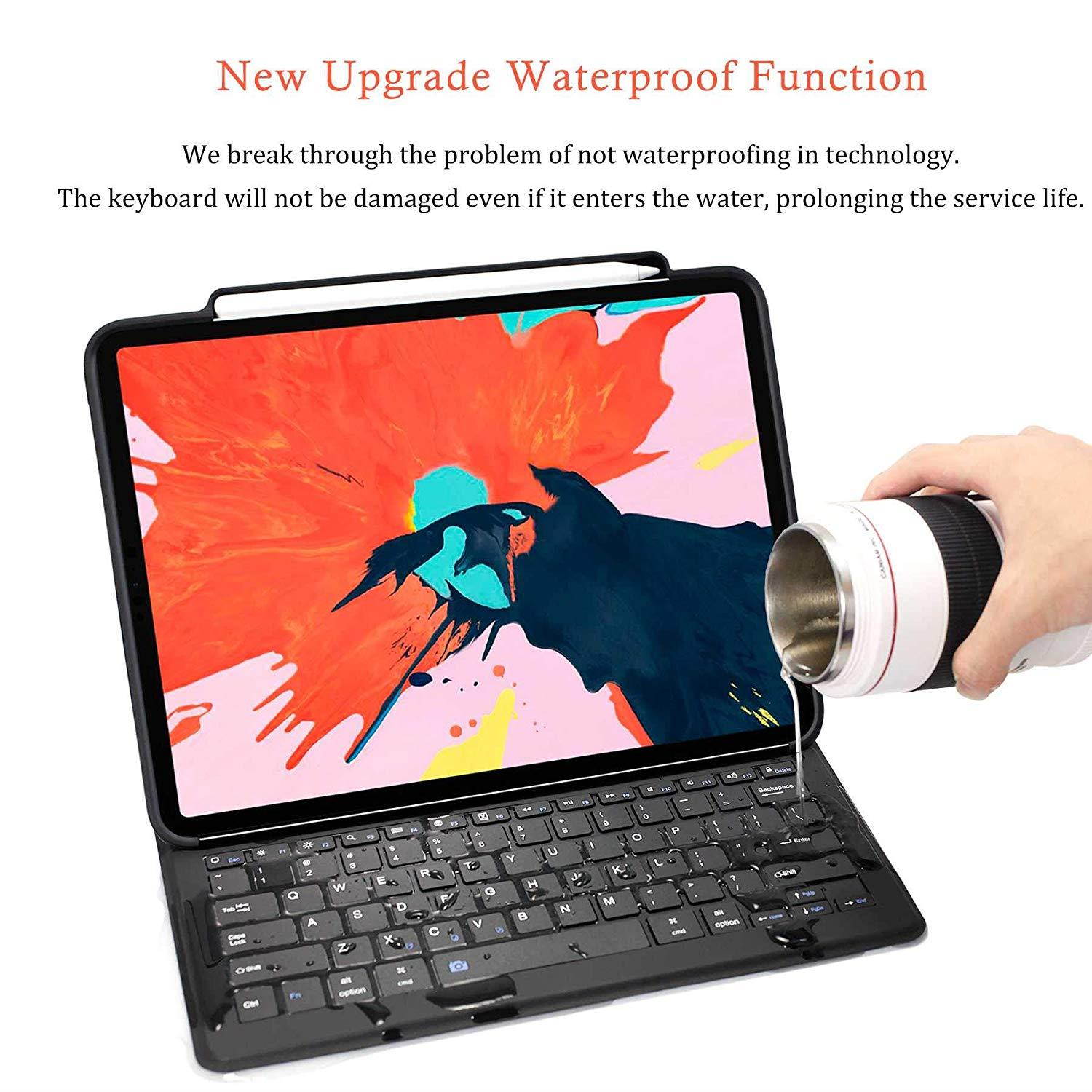 Maxace iPad Pro 11 Keyboard Case for iPad Pro 11 2018, Supports 2nd Gen Pencil Charging, Smart Bluetooth Wireless Keyboard Cover with Auto Sleep Wake, Waterproof iPad Pro 11 Keyboard Case