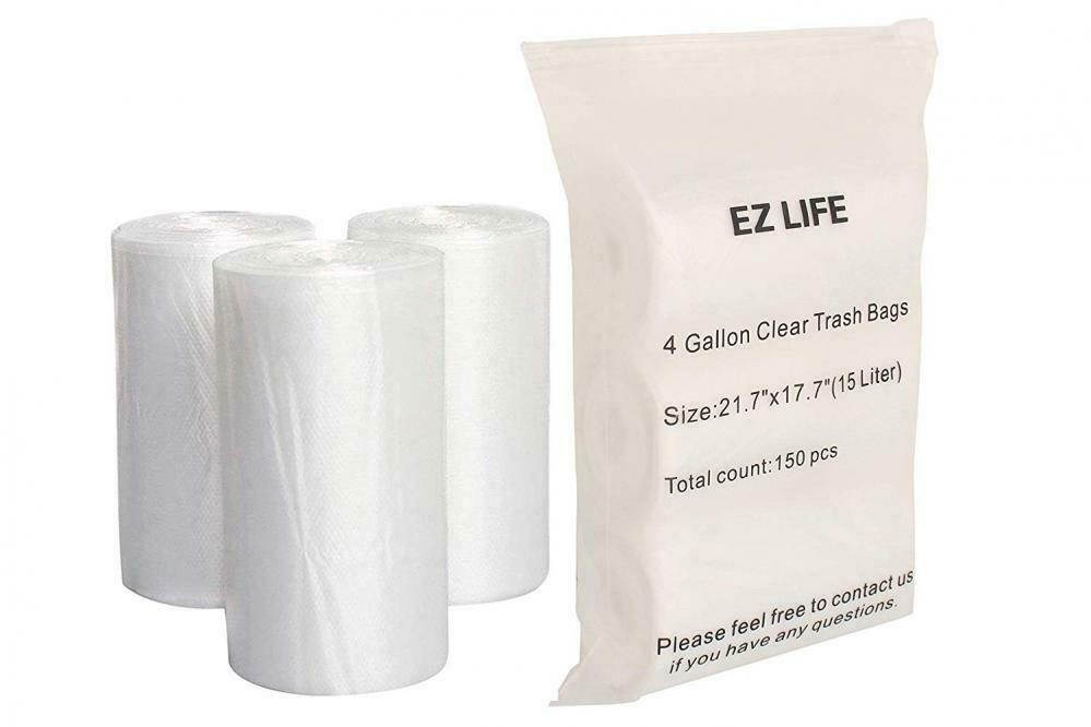 Small Trash Bags Kitchen Garbage - 4 Gallon Clear Strong...