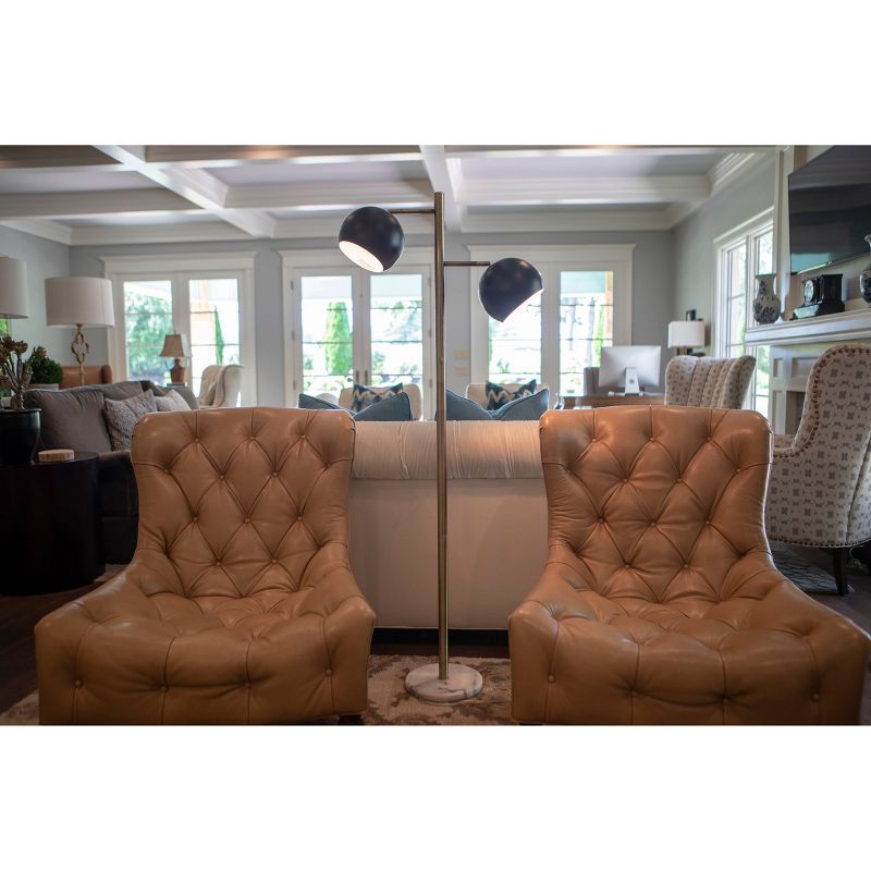 62" 2 Light Marble Morris Base Floor Lamp Brass - Decor Therapy