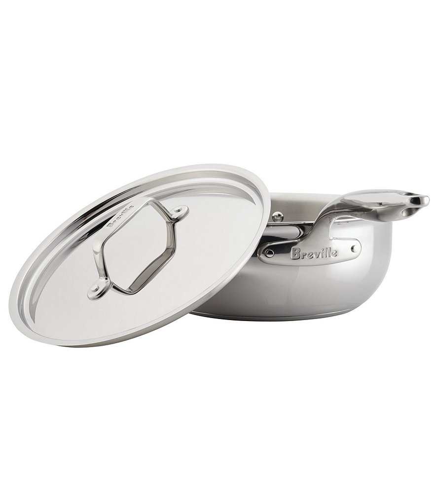 Breville Thermal Pro Clad Stainless Steel Covered Saucier with Helper Handle