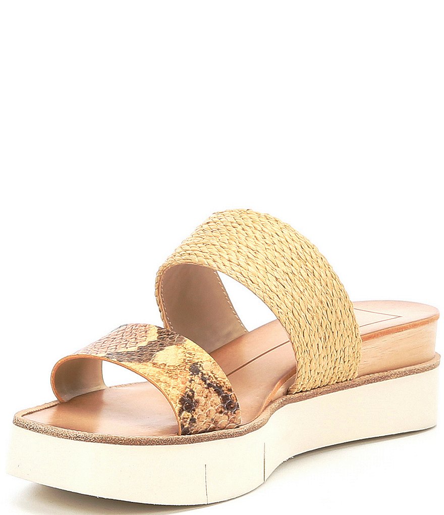Dolce Vita Parni Snake Print Leather Banded Platform Slides