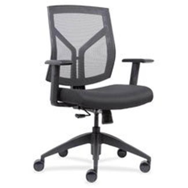 Lorell LLR83111 Mid-Back Chairs with Mesh Back & Fabric Seat - Black