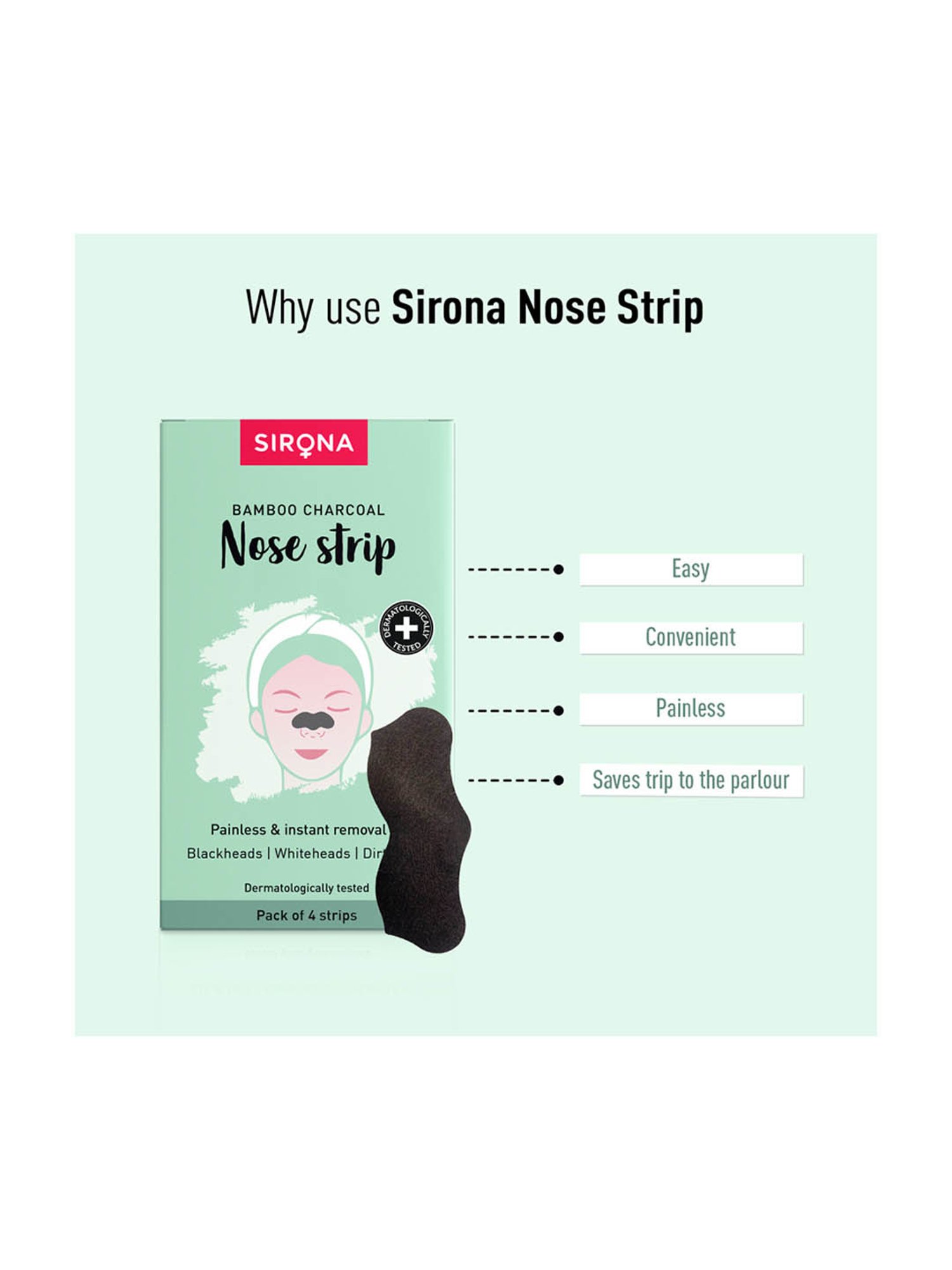 Sirona Bamboo Charcoal Nose Strips Pack of 1 - 4 Strips