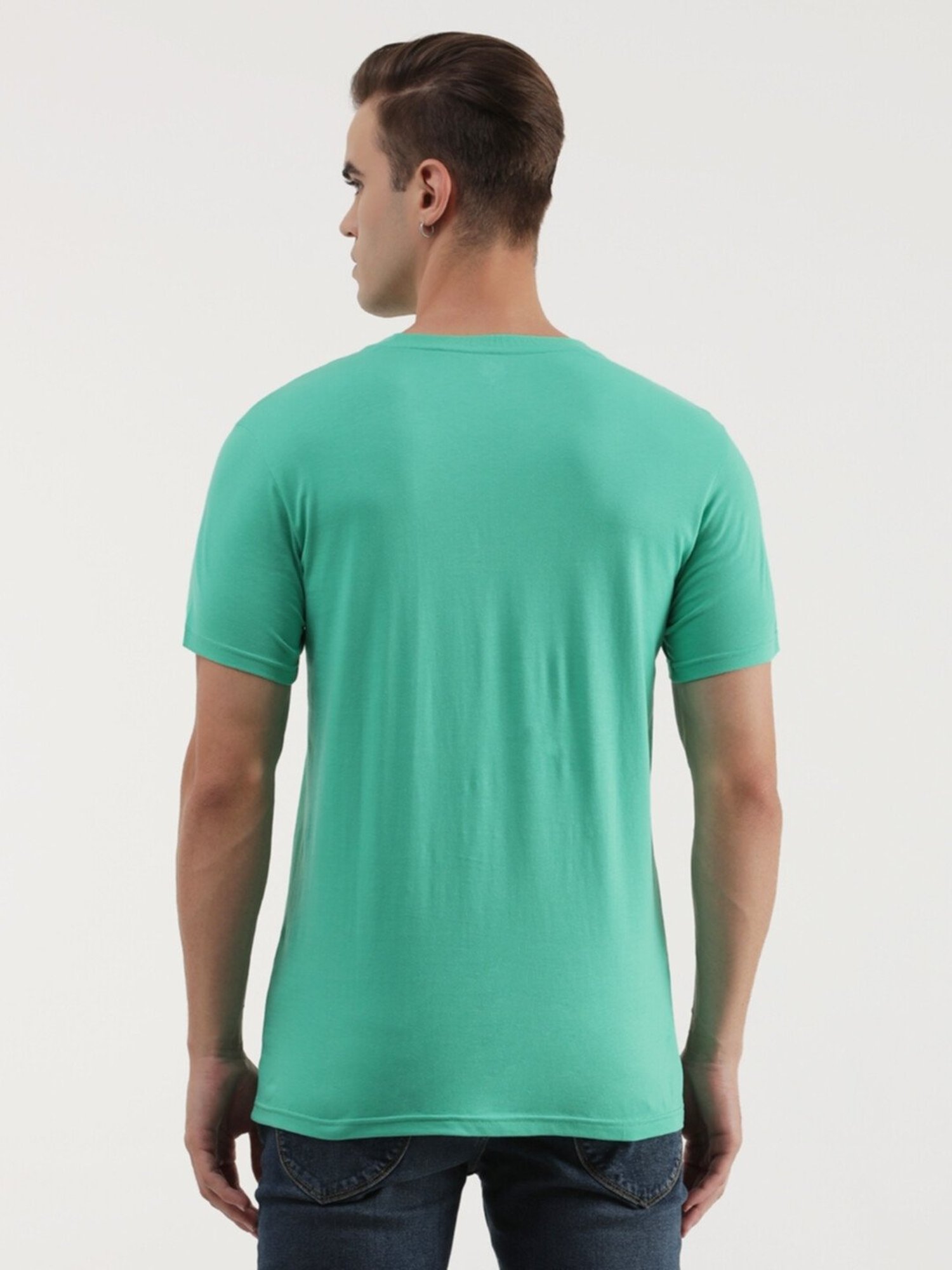 Lee Green Cotton Slim Fit Printed T-Shirt