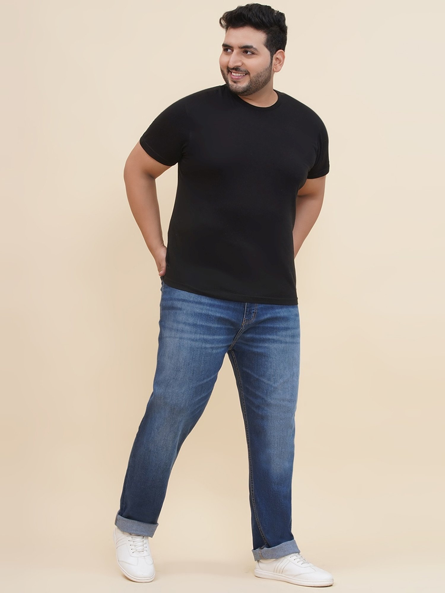 John Pride Blue Cotton Regular Fit Jeans