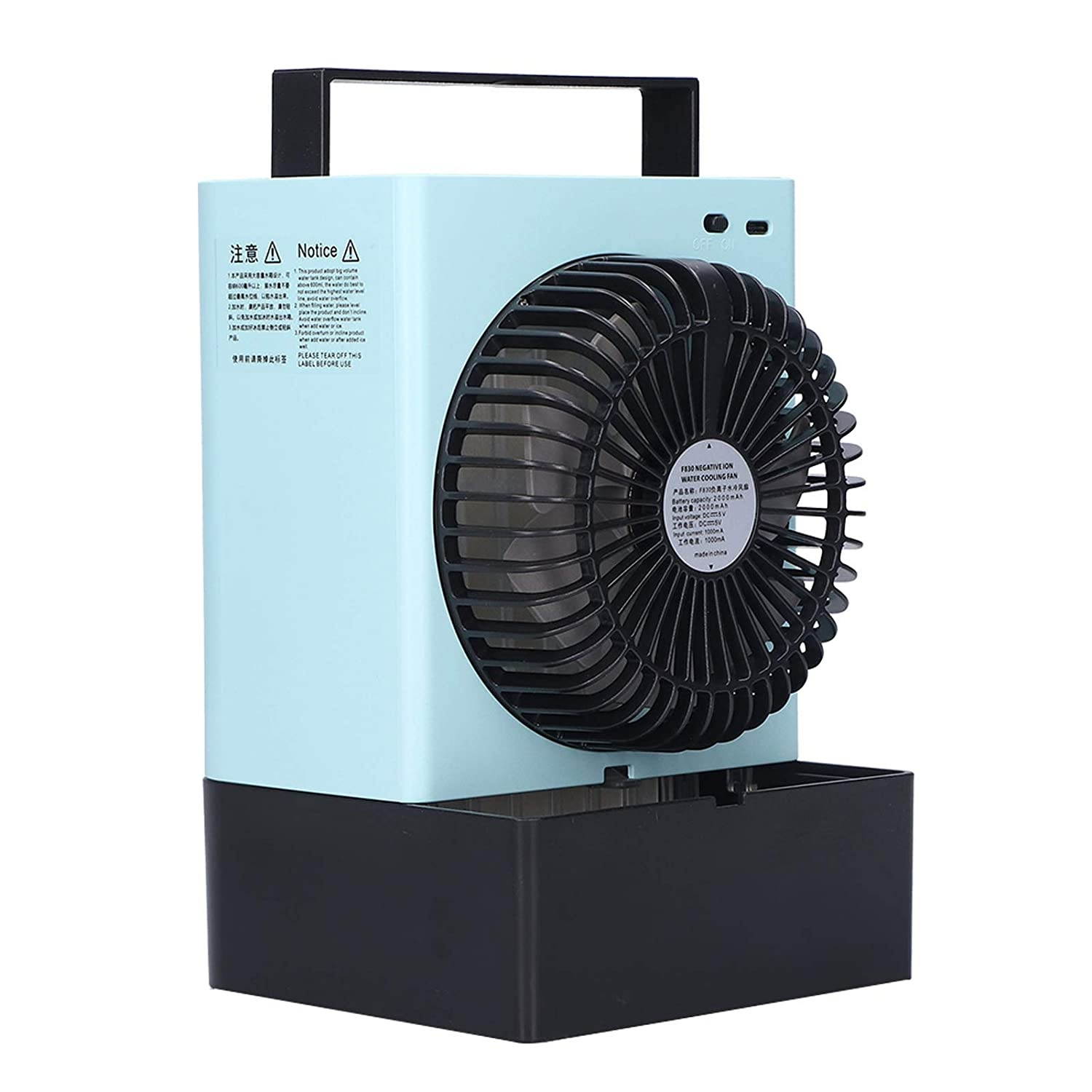 Air Conditioner Fan, 600ml Cooling Fan, for Office Home(Blue, Pisa Leaning Tower Type)