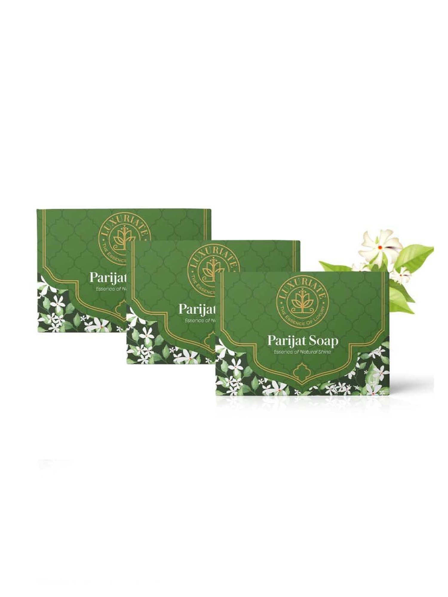 Luxuriate Parijat Essence of Natural Shine Soap Bar Pack of 3 - 375 gm