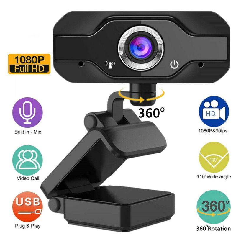 HD 1080P Webcam With Microphone USB Camera for PC/ Laptop/Desktop Video Call USB 2.0 HD Webcam Camera for Computer PC Laptop Video Microphone