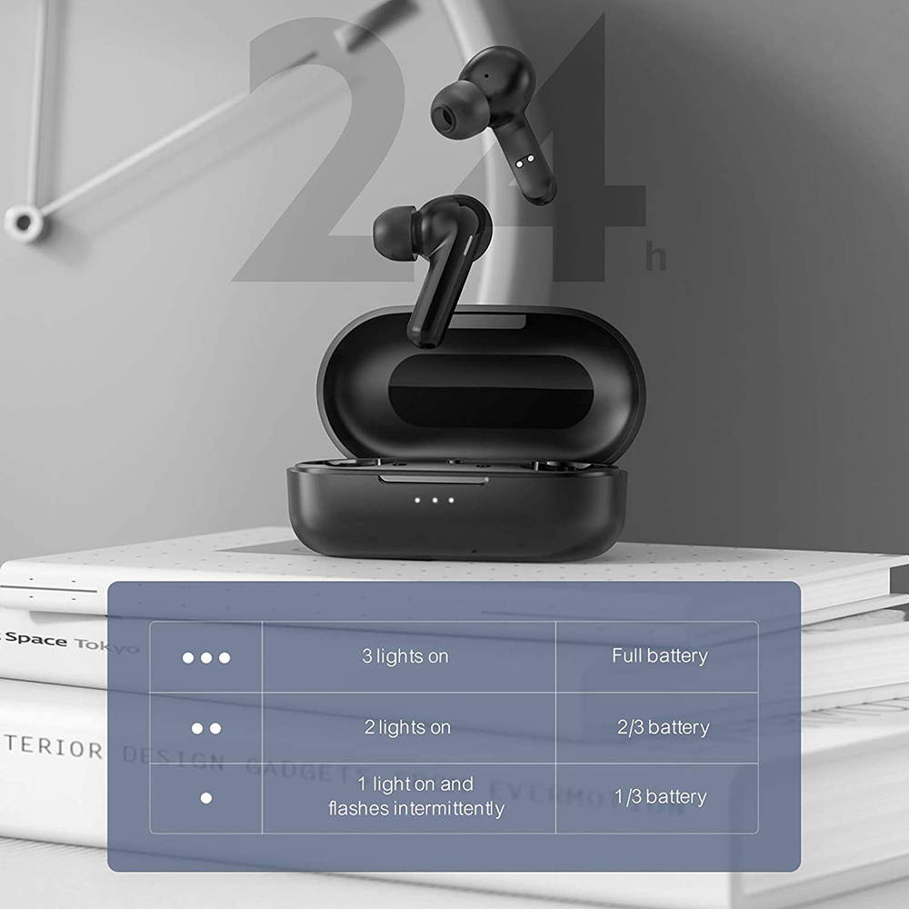 Haylou GT3 True Wireless Earbuds DSP Noise Reduction Bluetooth 5.0 Headphones Smart Touch Control IPX4 Waterproof Binaural Design USB-C 600mAh Charging Case (Black)