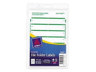 Avery Printable 4" x 6" Permanent File Folder Labels 7/Sheet 36 Sheets/Pk 05203