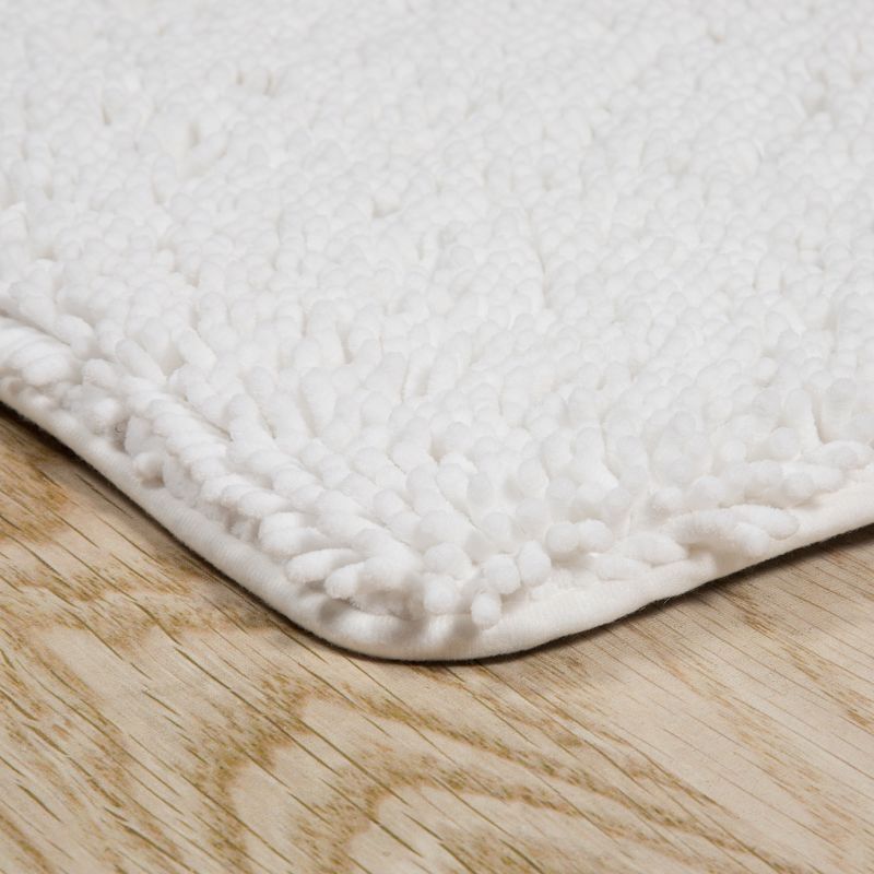2pc Solid Memory Foam Shag Bath Mat Set White - Yorkshire Home
