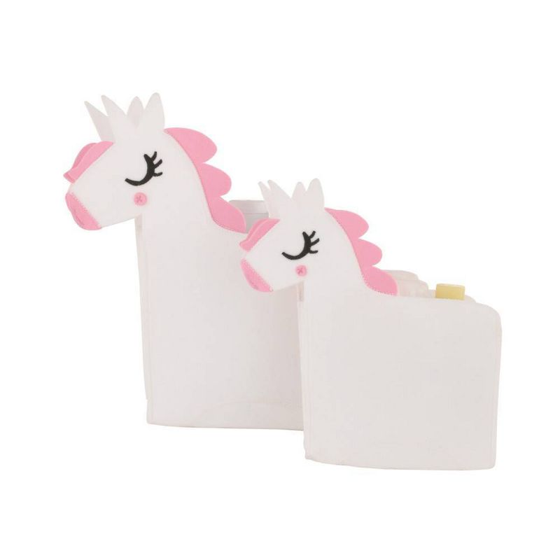 Little Love by NoJo White Unicorn Felt Storage Caddy 2pc