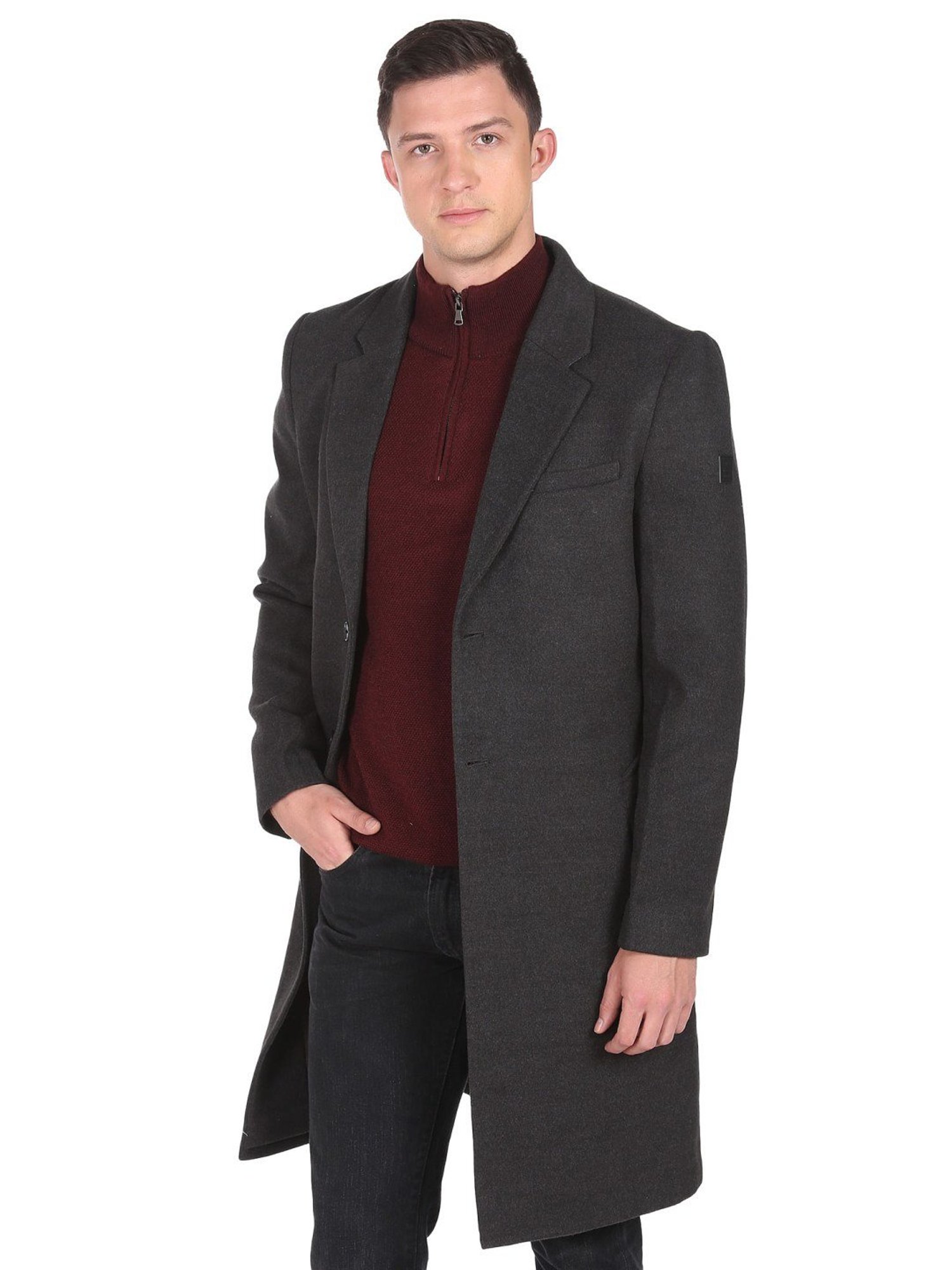 Arrow Sports Grey Regular Fit Texture Waistcoat