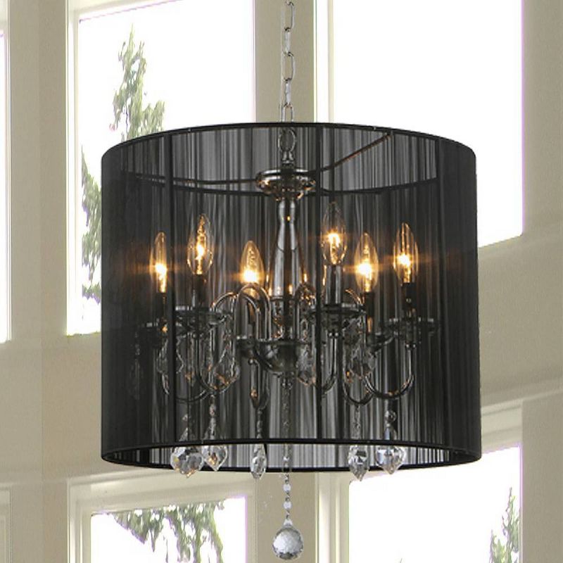 19" x 19" x 20" Inky 6 Light Chrome Chandelier Black - Warehouse of Tiffany