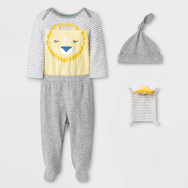 Baby 4pc Lion Layette Gift Set - Cloud Island™ Yellow 0-3M