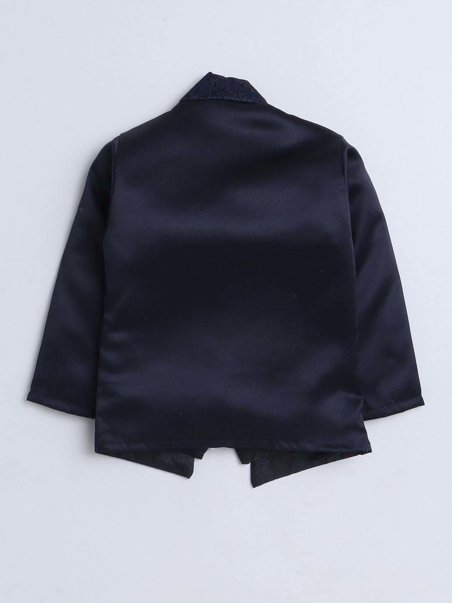 Fourfolds Boys Navy Blue Solid Full Sleeves Clothing Set