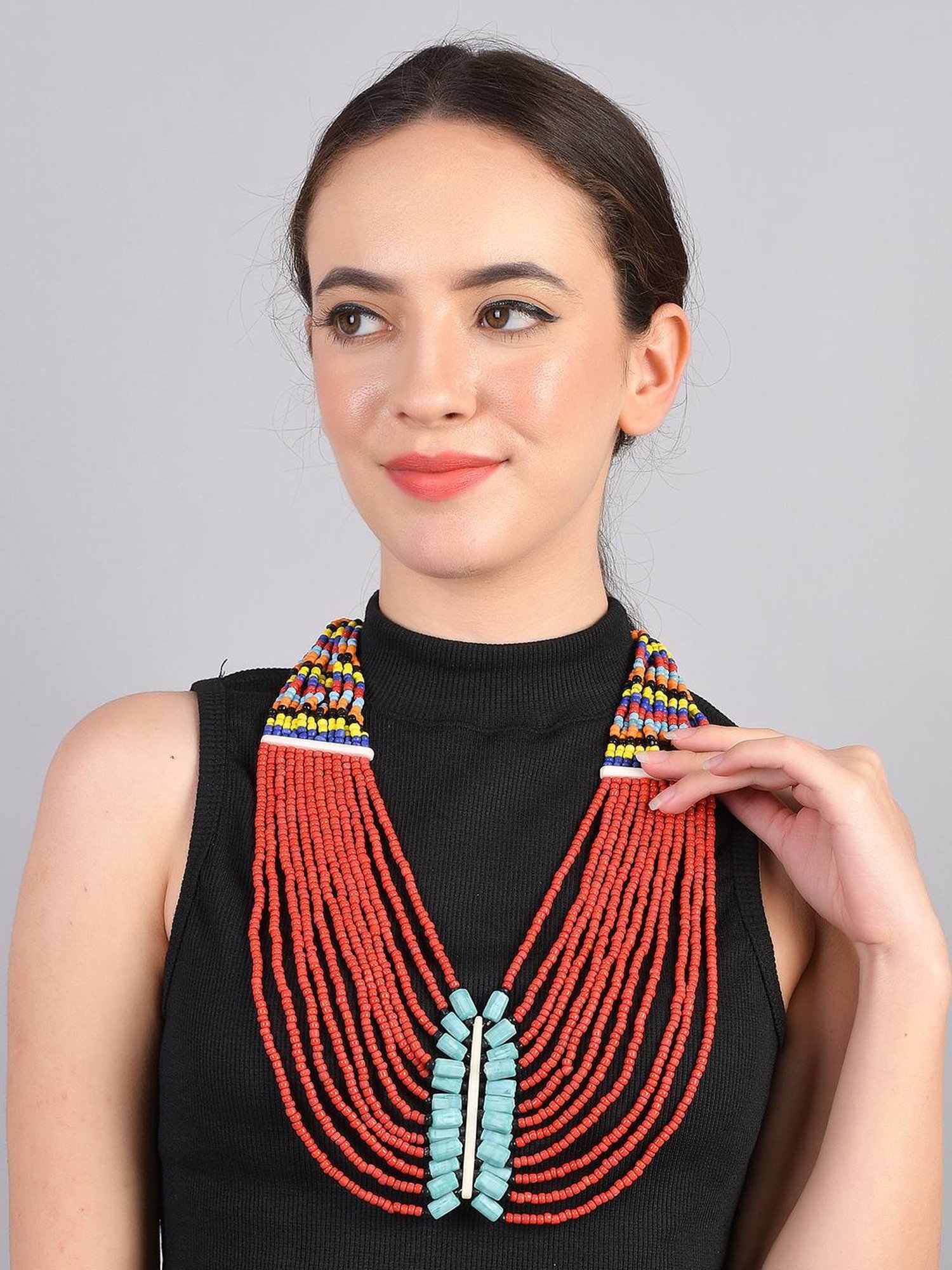 Imli Street Multicolor Vintage Naga Beaded Tribal Necklace