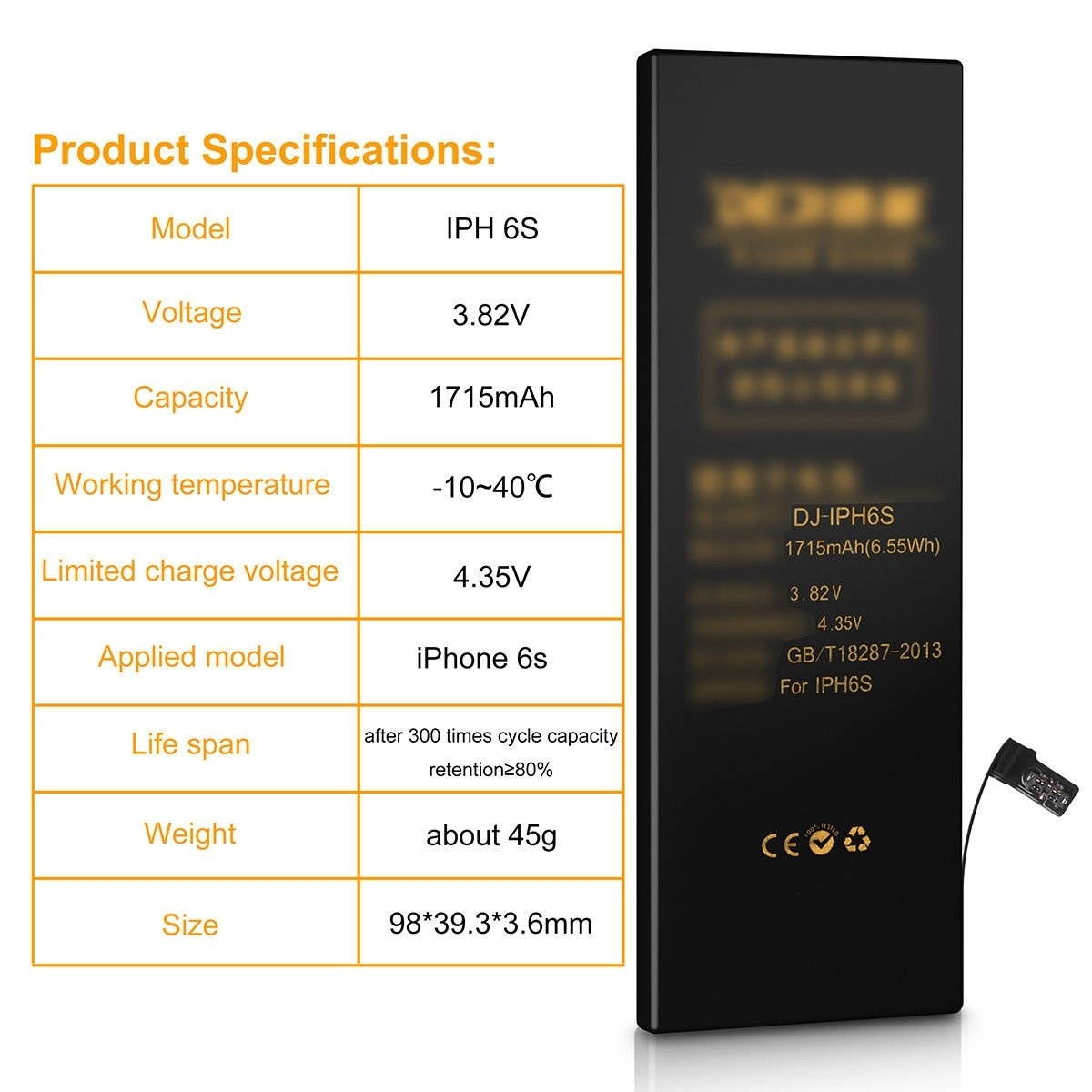DEJI Internal Battery Replacement for iPhone 6s