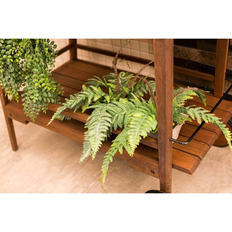 Otero Eucalyptus Wooden Outdoor Bar Trolley Cart - Alaterre Furniture