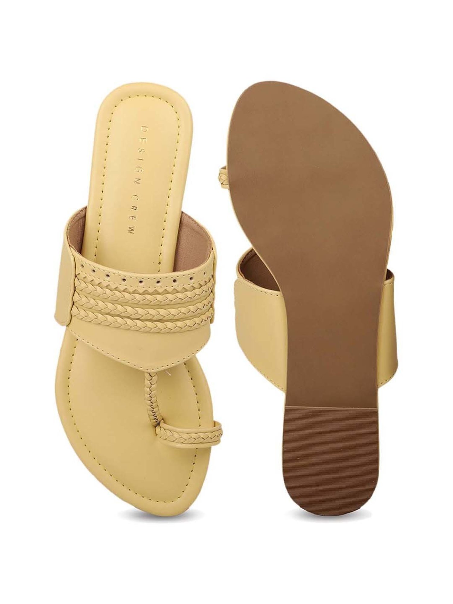 Design Crew Women's Cream Toe Ring Sandals