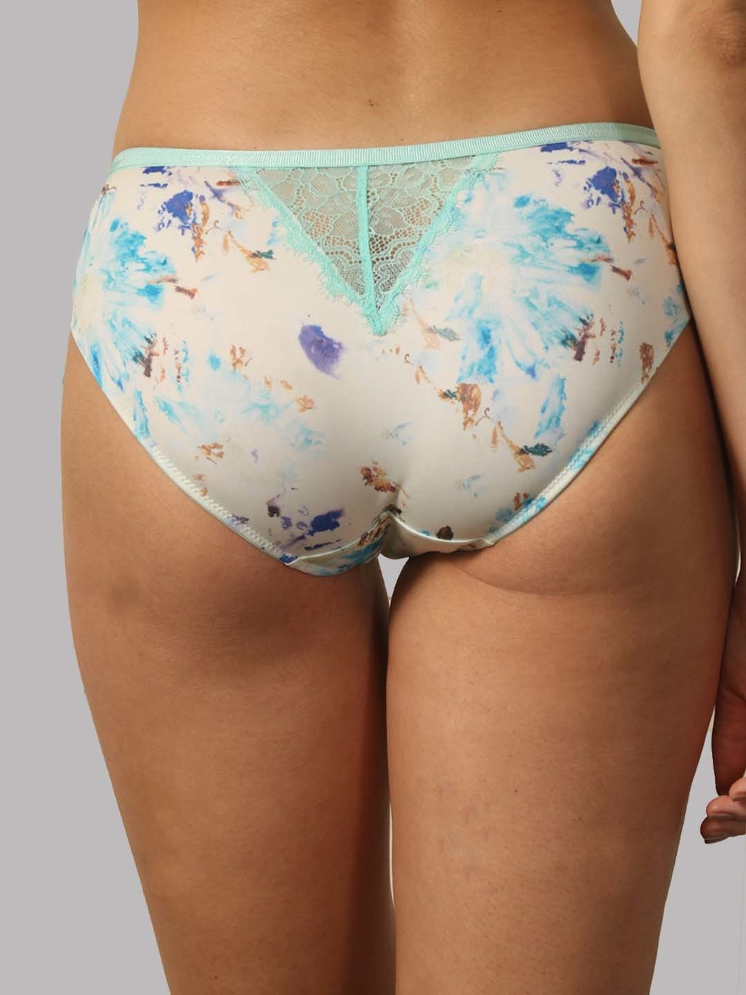 Soie White & Blue Printed Brief Panty