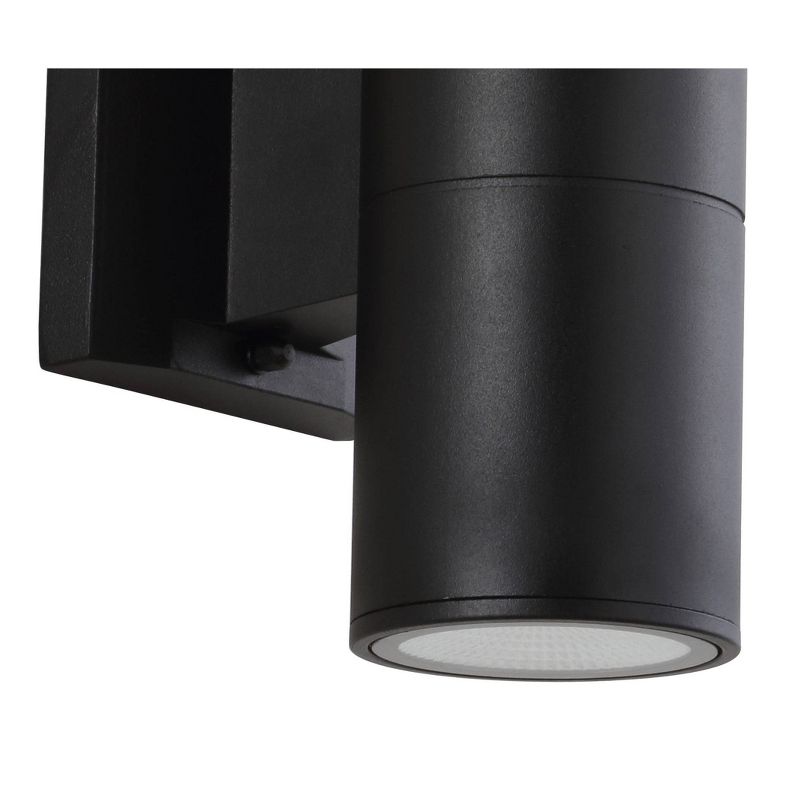 6" LED Metal/Glass Cylinder Outdoor Sconce with Black - Jonathan Y