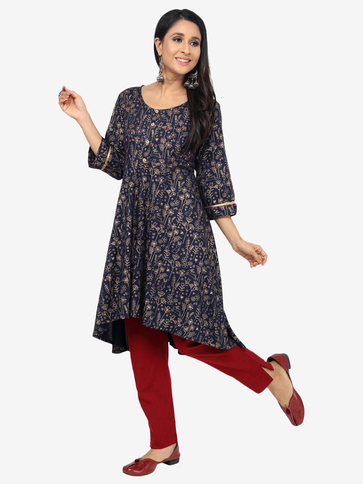 Paislei Blue Printed Kurta
