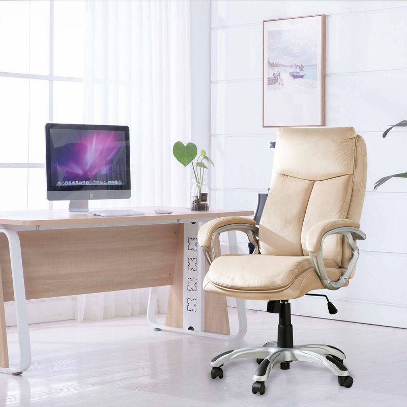 Velvet Gaslift Adjustable Swivel Office Chair Brown - Glitzhome
