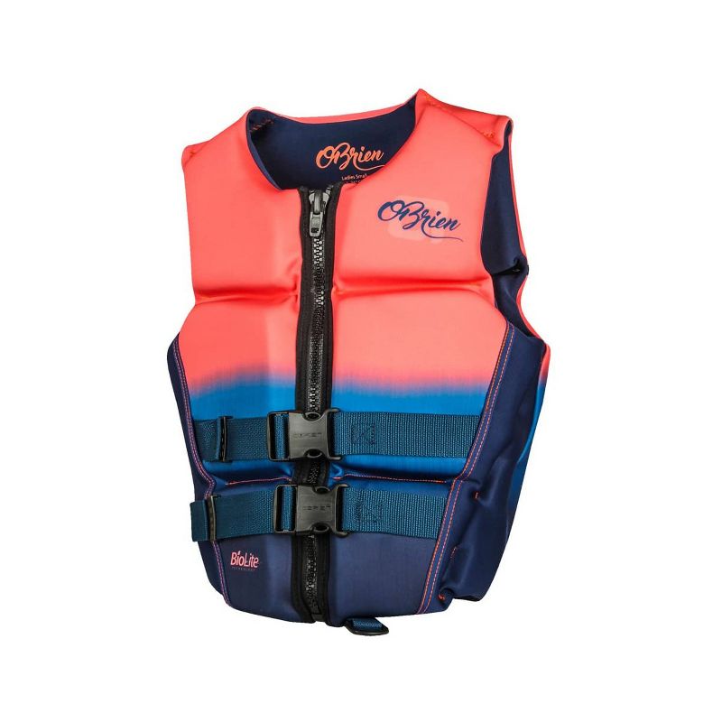 OBrien BioLite Series Womens Flex V Back Neoprene Boating Swimming Lake Life Jacket Vest Size S, Pink/Blue