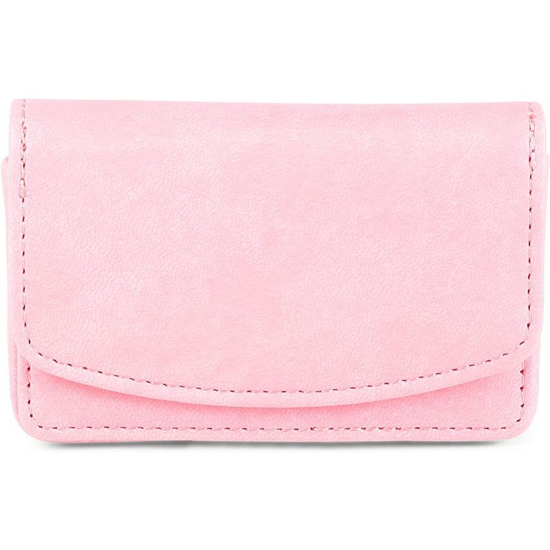 Okuna Outpost 2-Pack Pink Leather RFID blocking Wallet Magnetic Business Card Holder for Women