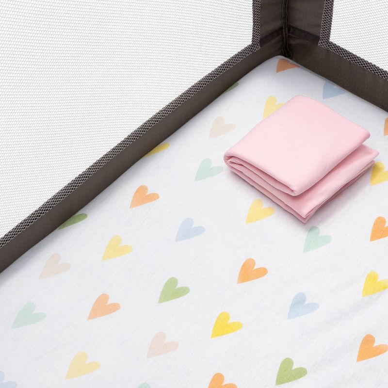 Fitted Playard Jersey Sheet - Cloud Island™ Hearts/Pink 2pk