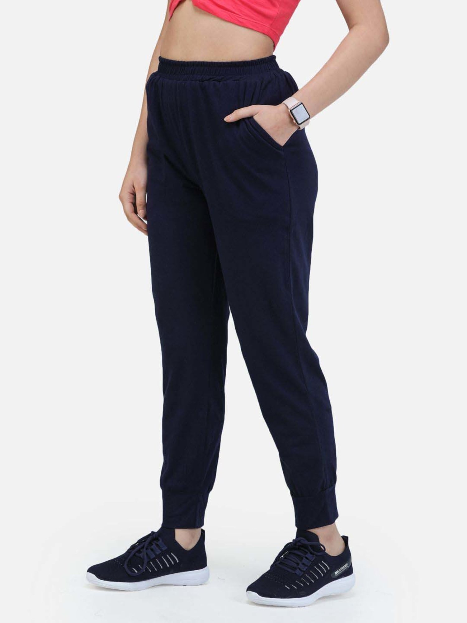 Cation Navy Mid rise Fitted Track Pants