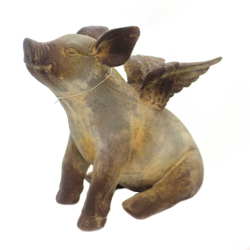 Home & Garden 11.5" Flying Pig Statue Marathon Statue Regal Art & Gift  -  Outdoor Sculptures And Statues