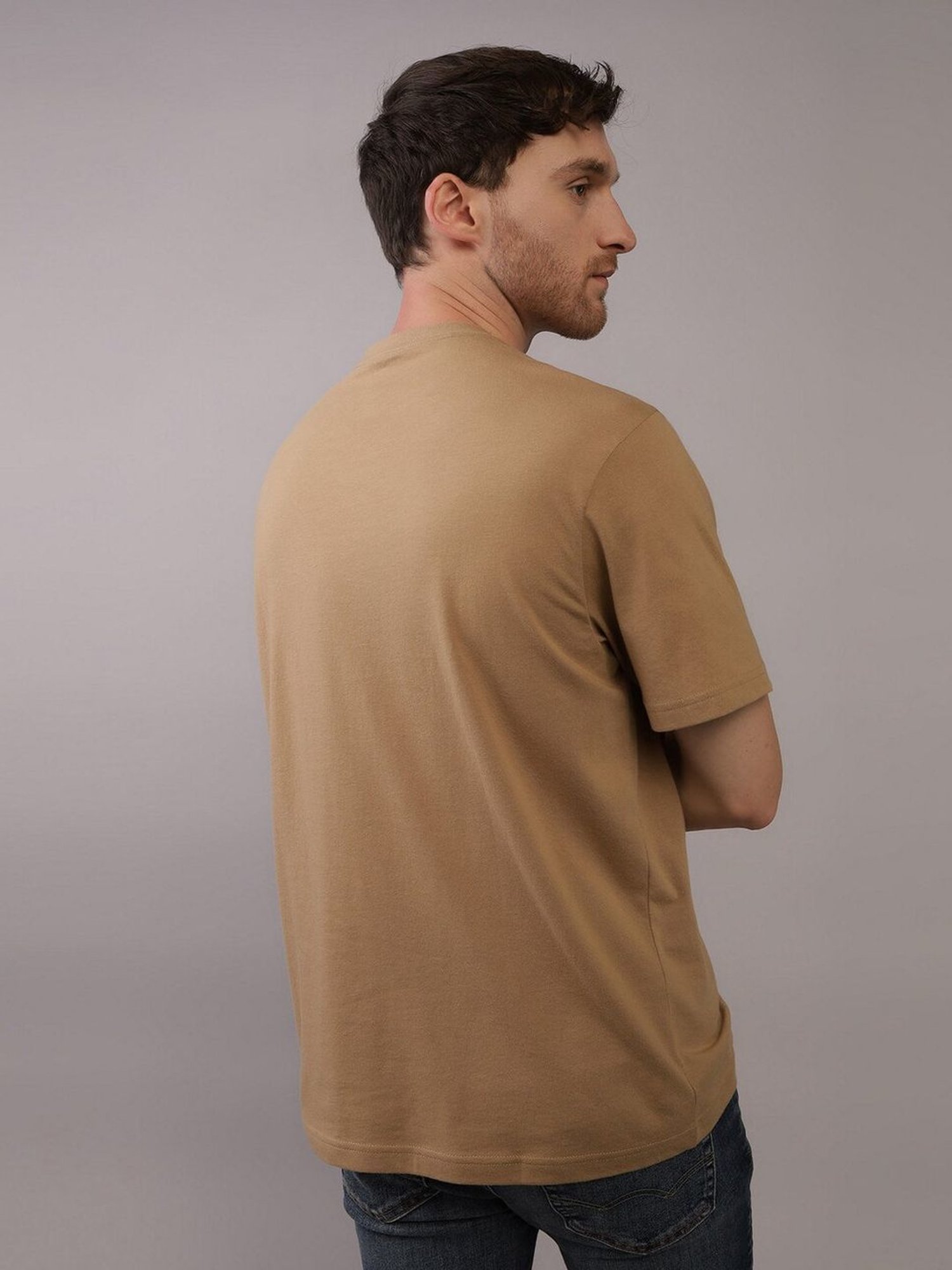 American Eagle Brown Regular Fit Printed T-Shirt