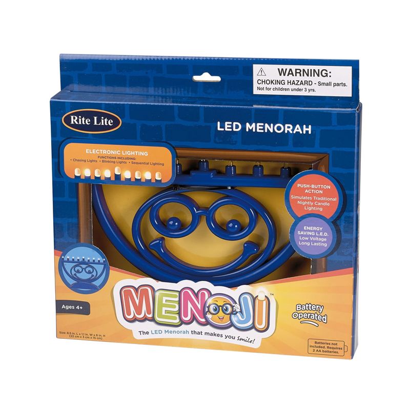 Rite Lite 8.5" Battery Operated Multi Function LED Menoji Hanukkah Menorah - Blue