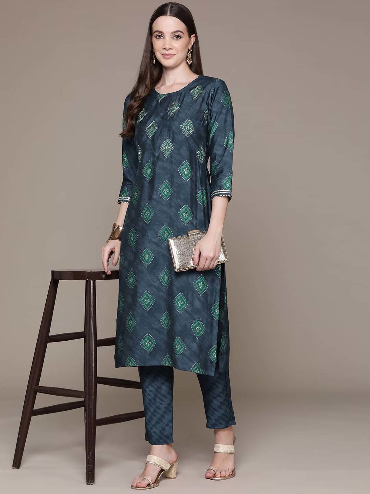 READIPRINT FASHIONS Blue Printed Kurta Pant Set