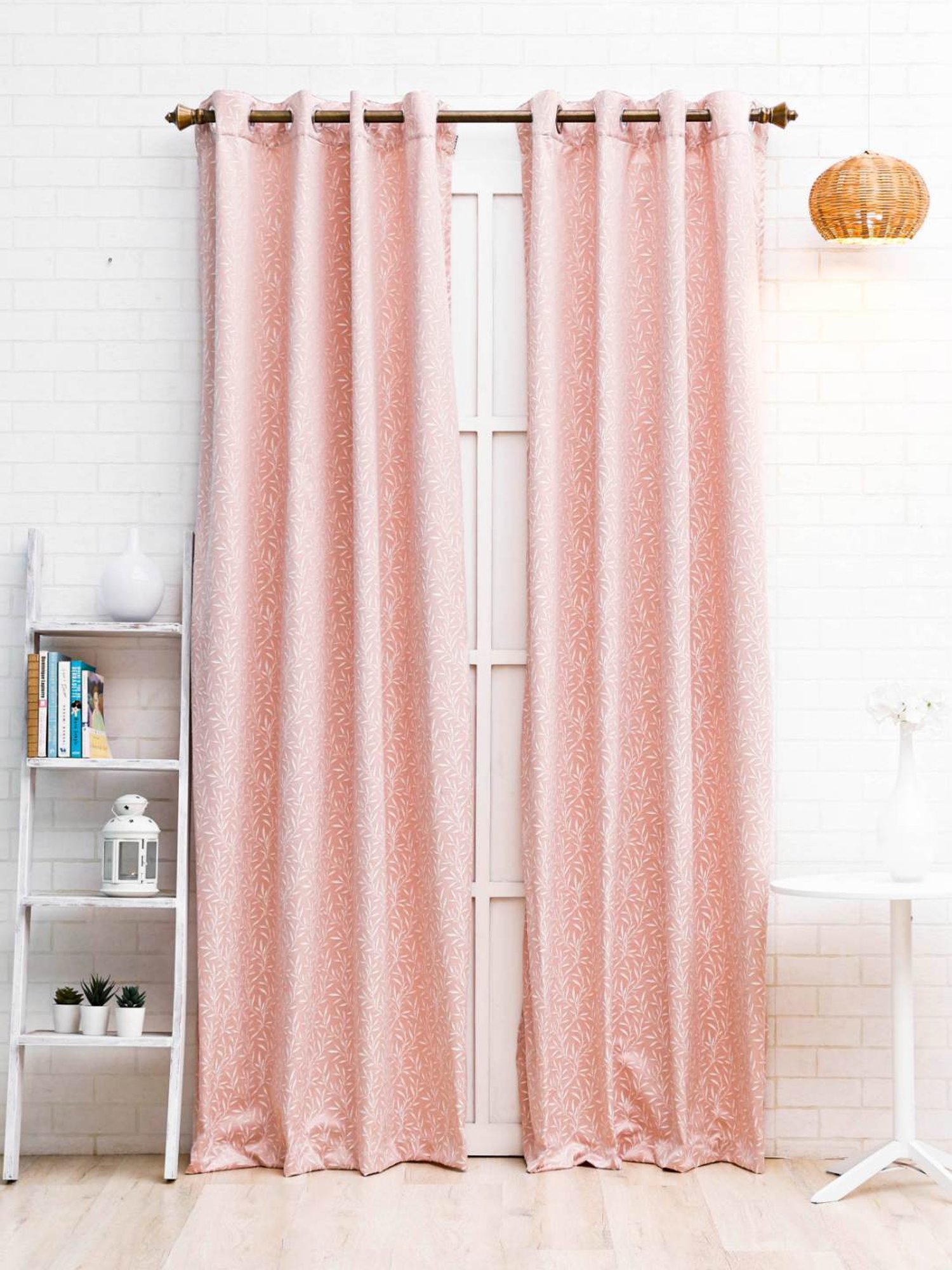Ariana Textured Pink Polyester 9 ft Long Door Curtain