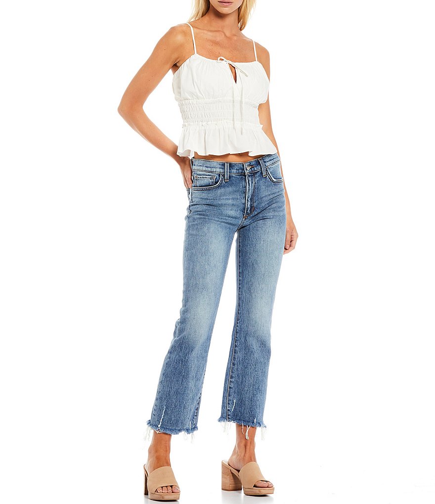 WAYF Sweetheart Neck Smocked Waist Sleeveless Cami Top