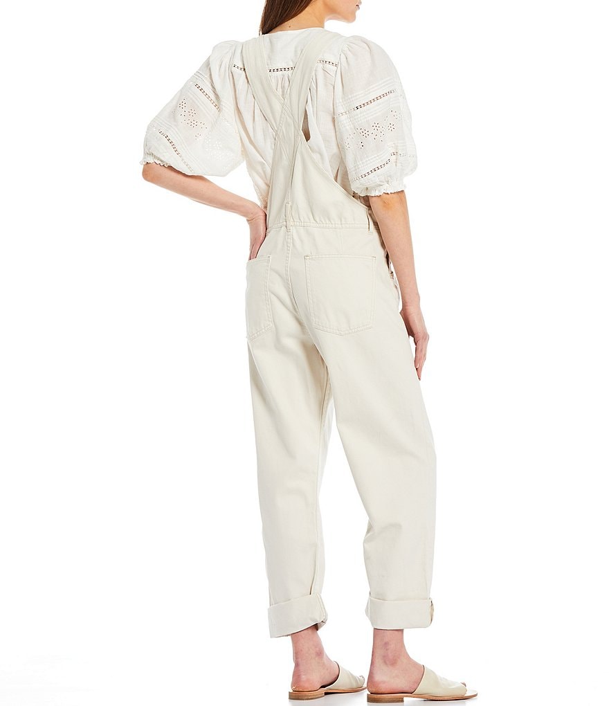 Free People Ziggy Denim Square Neck Sleeveless Overalls