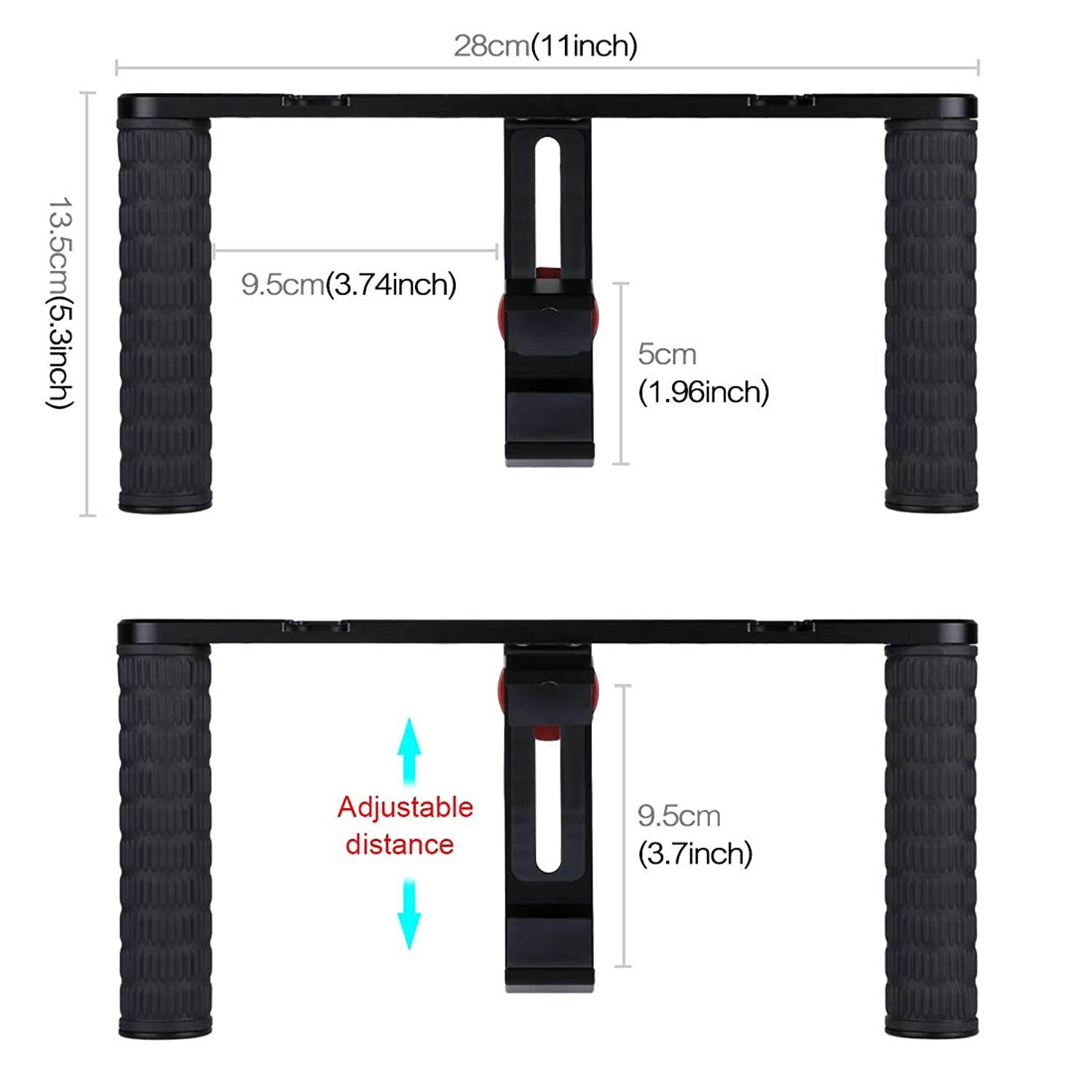 PULUZ 4 in 1 Vlogging Live Broadcast 4.6 inch Ring LED Selfie Light Smartphone Video Rig Handle Stabilizer Aluminum Bracket Kits with Microphone + Tripod Mount + Cold Shoe Tripod Head