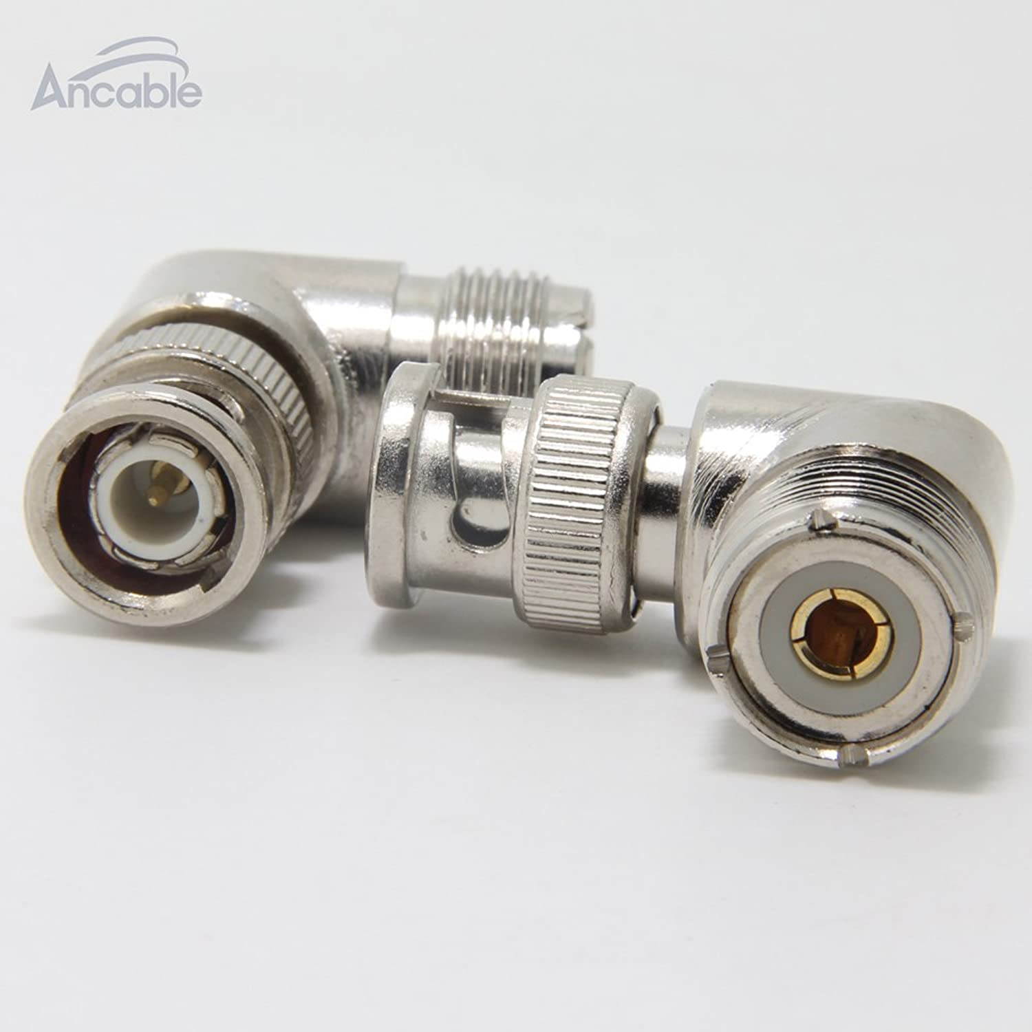 Ancable UHF Female PL-259 to BNC Male L Shape Right Angle 90 Degree Coax Cable RF Antenna Adapter Pack of 2
