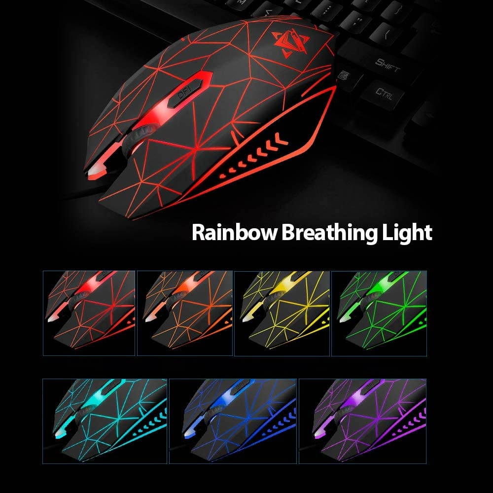 Docooler USB Wired Gaming Keyboard and Mouse Combo Waterproof Mice for Gaming Laptop Desktop