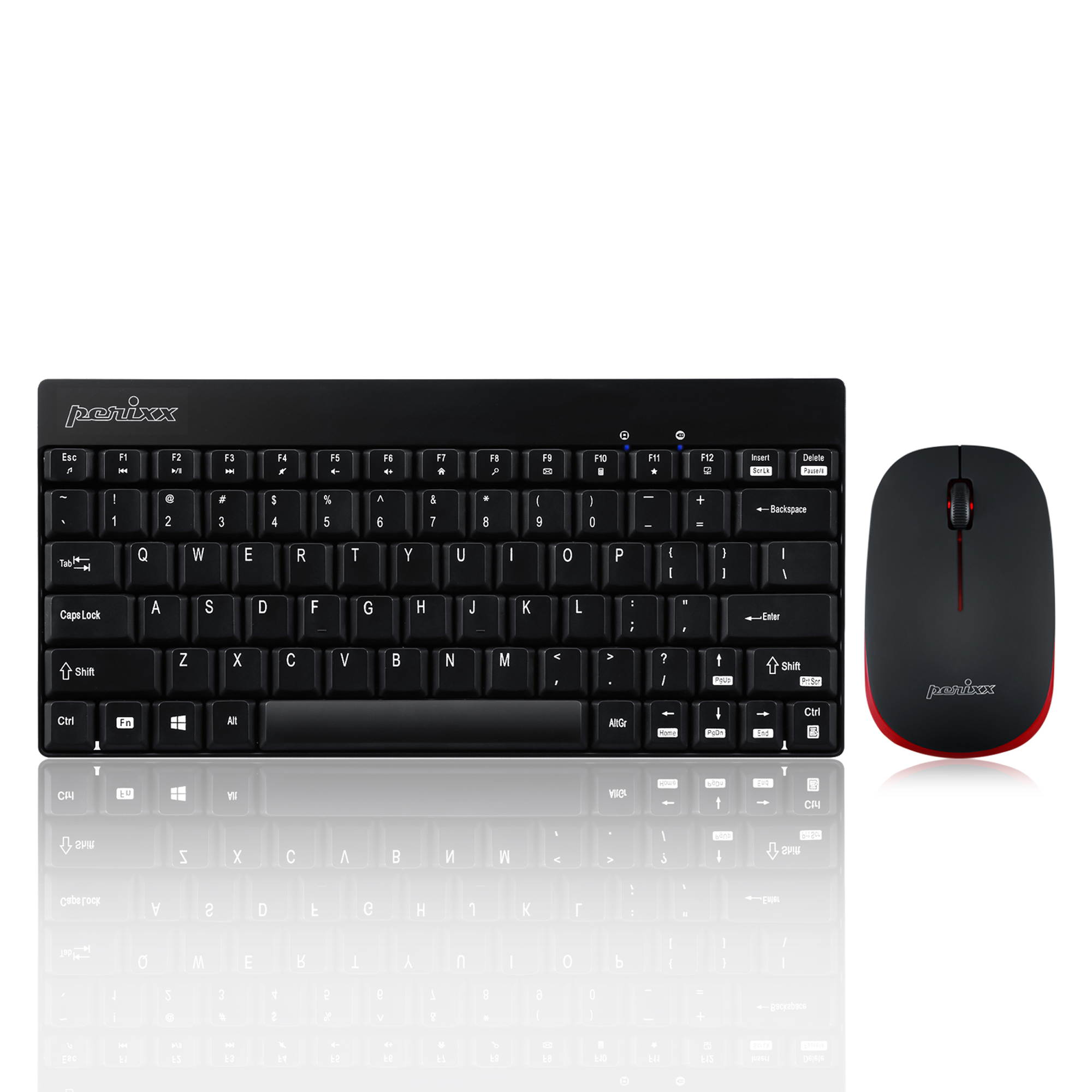 Perixx PERIDUO-712 Wireless Mini Keyboard and Mouse Set, Portable Compact Size 13 Multimedia Hot Keys Keyboard and 1000 DPI Optical Mouse Combo, Black, US Layout