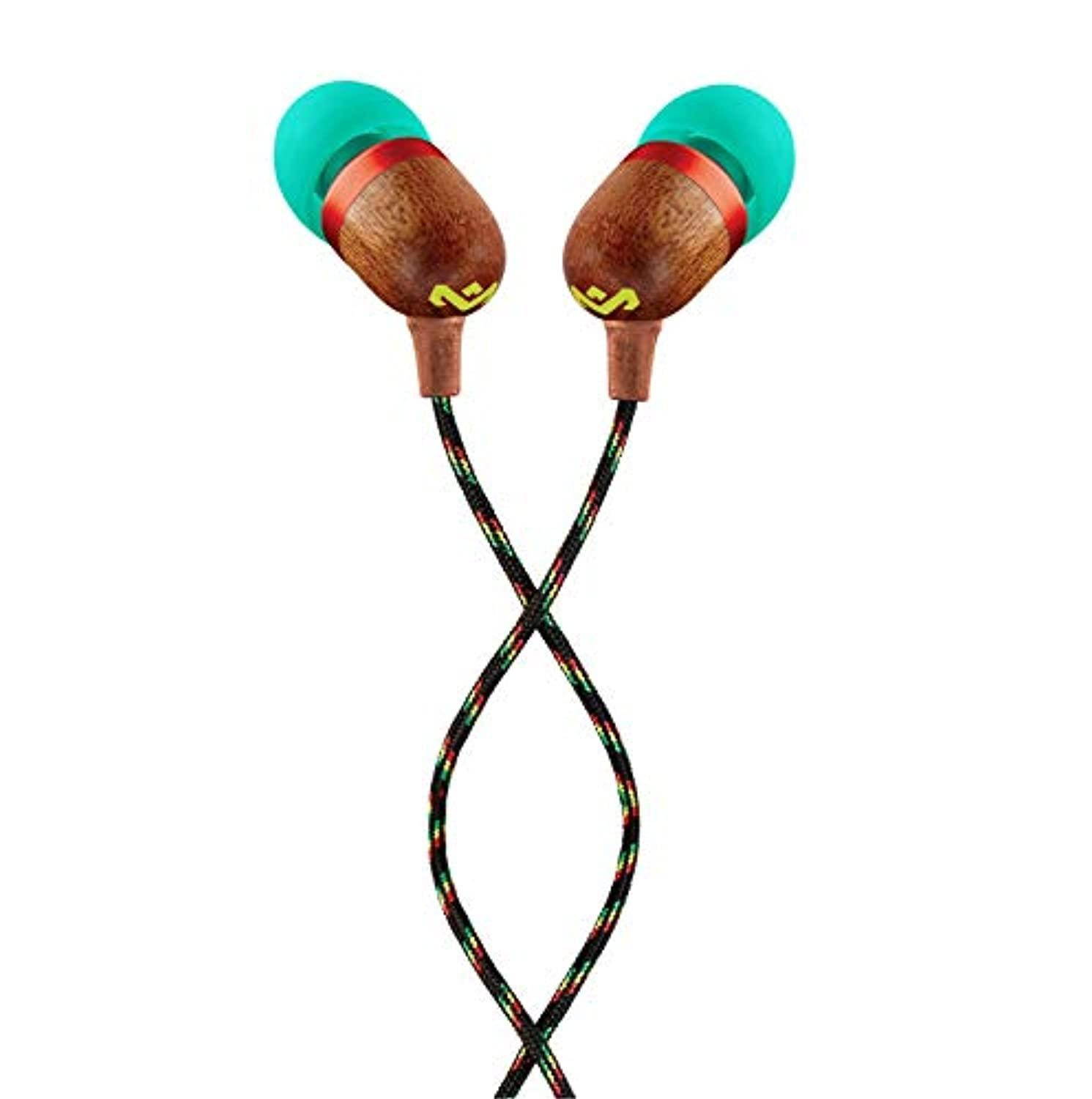 House Of Marley Smile Jamaica In-Ear Wired Headphones with Mic, Rasta, EM-JE041-RA