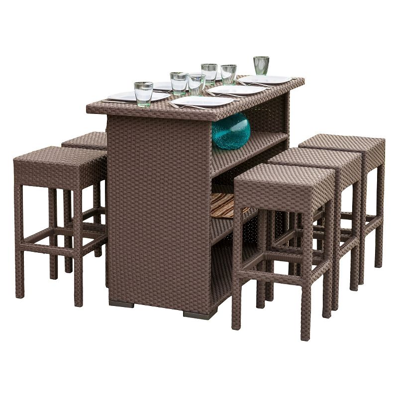 Ariesa 3pc Outdoor Bar Set - White & Gray - CosmoLiving