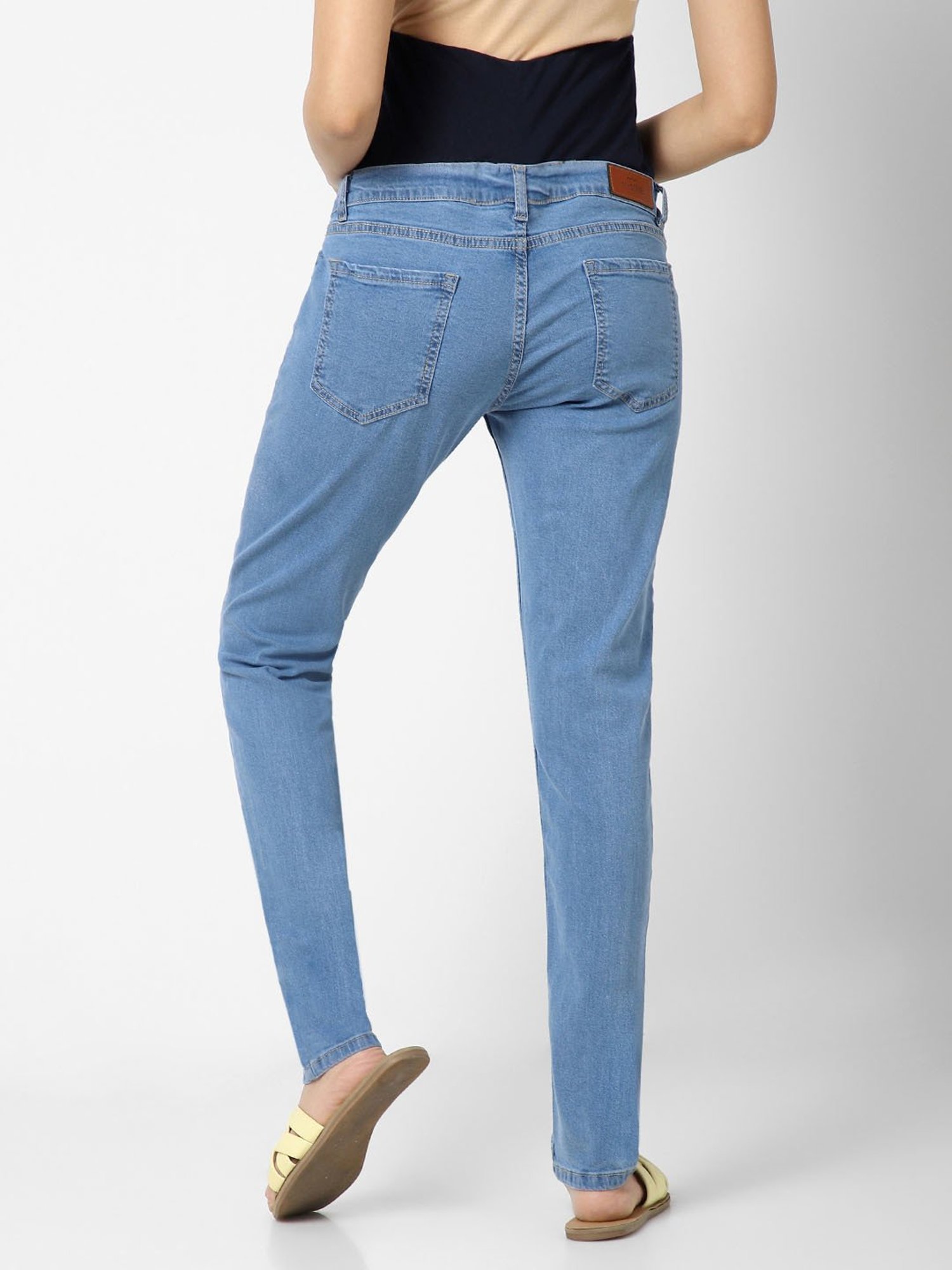 Mystere Paris Blue Cotton Maternity Jeans