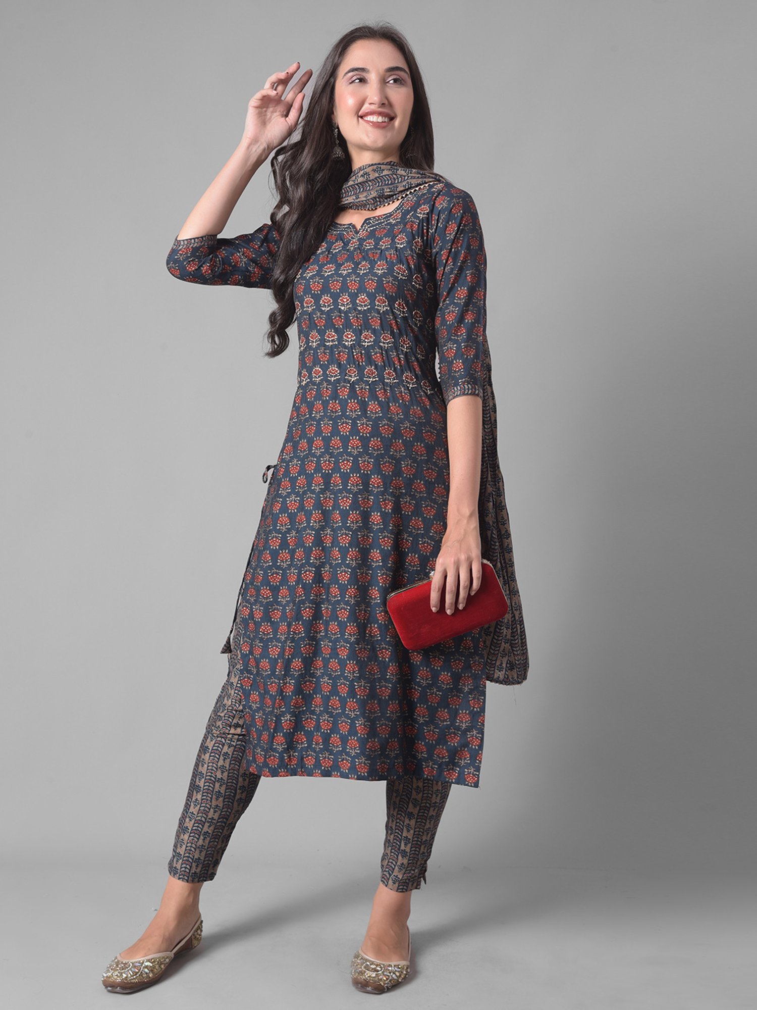 Dollar Missy Blue Embellished Kurta With Pants & Dupatta