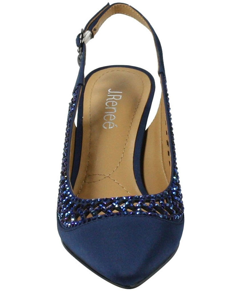 J. Renee Naiara Satin Embellished Slingback Pumps